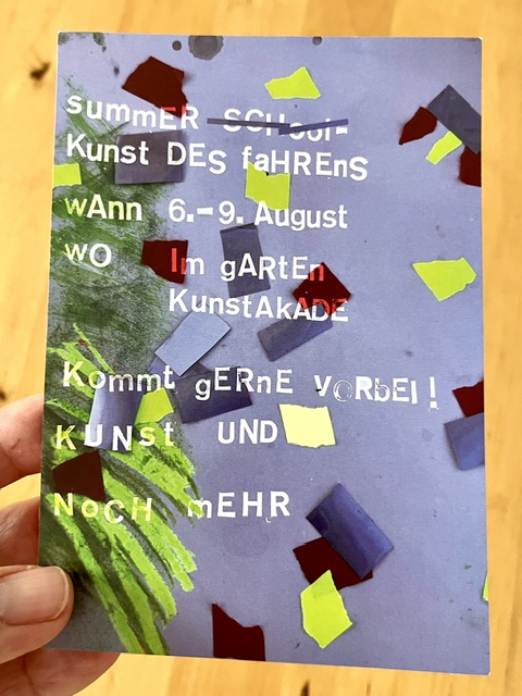 IMG_3330 Einladungskarte zur Summer School "Kunst des Fahrens" im Garten der Kunstakademie